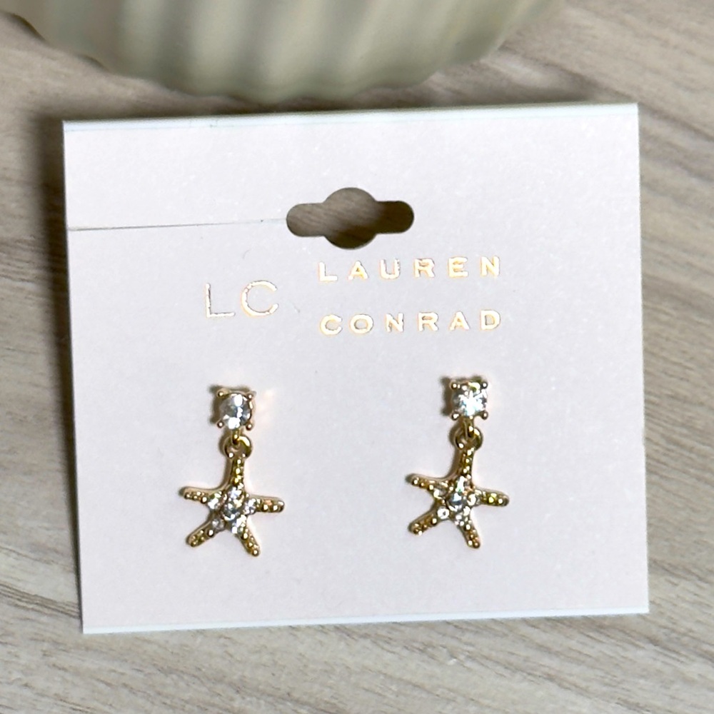 Lauren Conrad Gold Starfish Earrings - Picture 1 of 7
